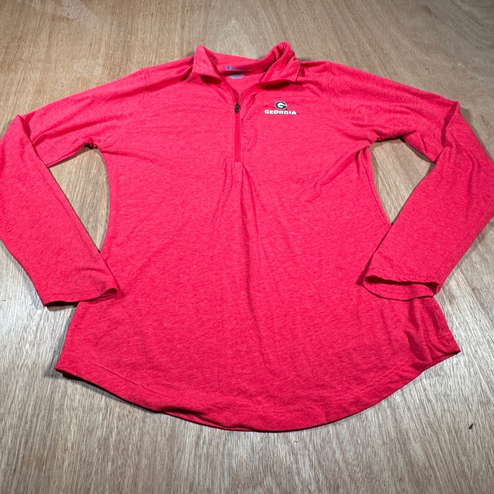 Champion Georgia Bulldogs Pullover Women Small Red 1/4 Zip Heathered NCAA Logo